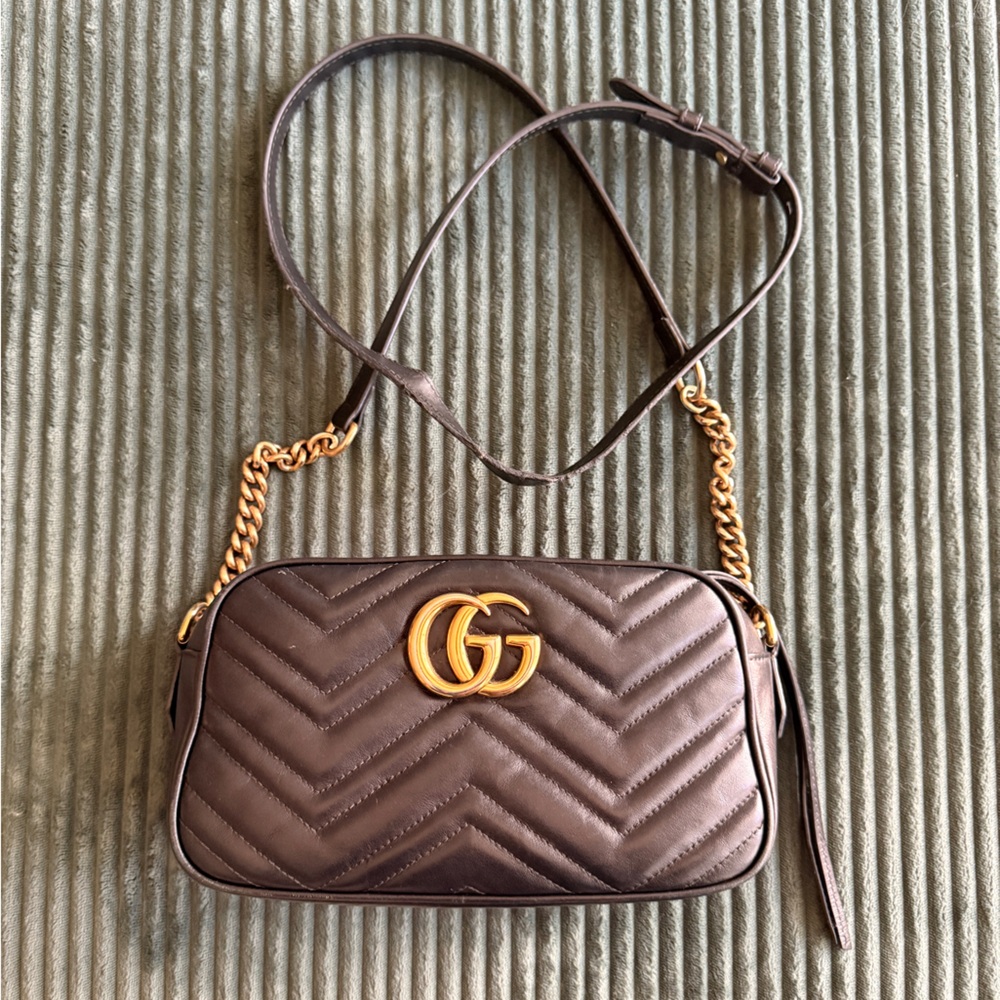 Gucci Black Crossbody Bag with Gold Accents